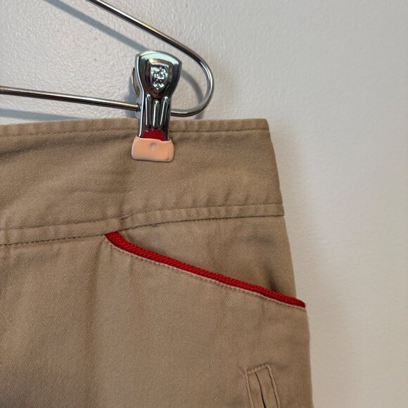 Khaki Button-Front Skirt With Red Trim By D.F.A. New York Size 14 - Picture 2 of 8